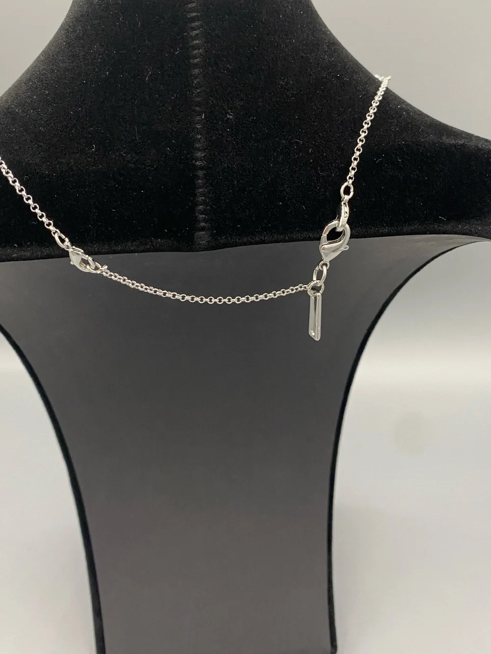 WHBM Sterling Silver‎ Lariat Necklace with Black Crystal Accents
